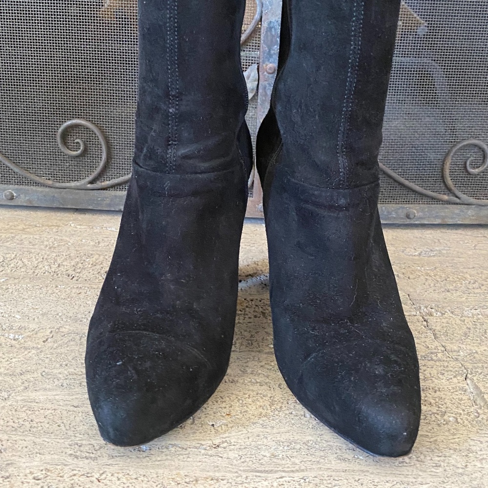 PRADA BLACK SUEDE ZIP UP BOOTS - SIZE 8 / 38